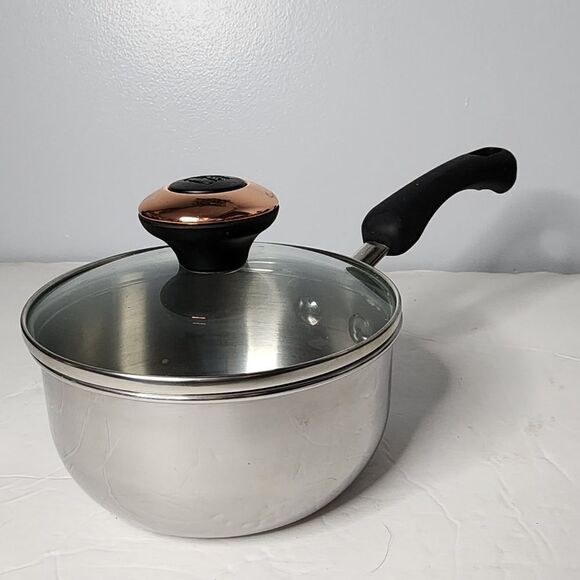 Paula Deen copper cooking conduction collection 1 qt sauce pan stainless steel - Picture 1 of 4